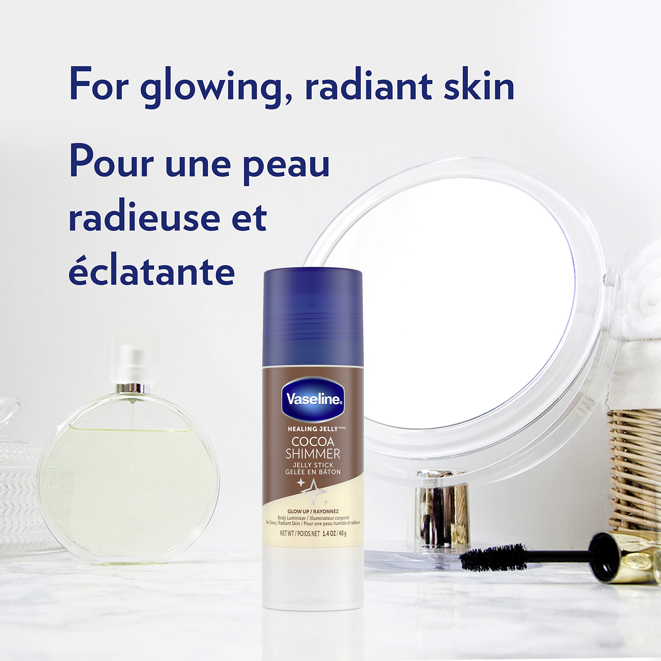 Vaseline Cocoa Shimmer Jelly Stick easy application on hard-to-reach areas.