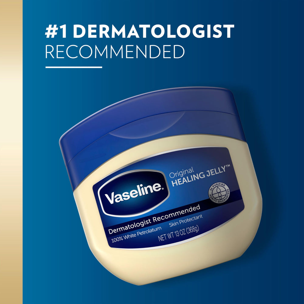Applying Vaseline with fingertip to dry hands for instant moisture sealing
