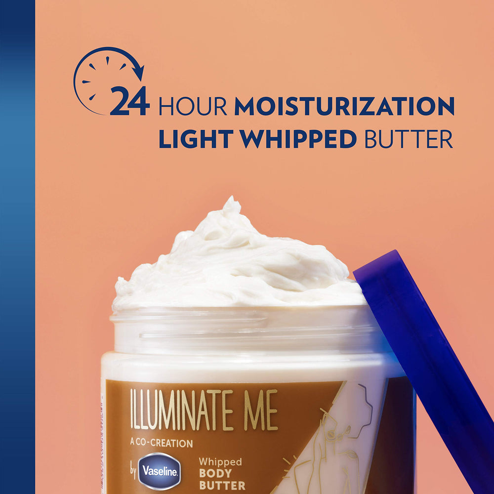 Vaseline Illuminate Me whipped body butter texture on skin.