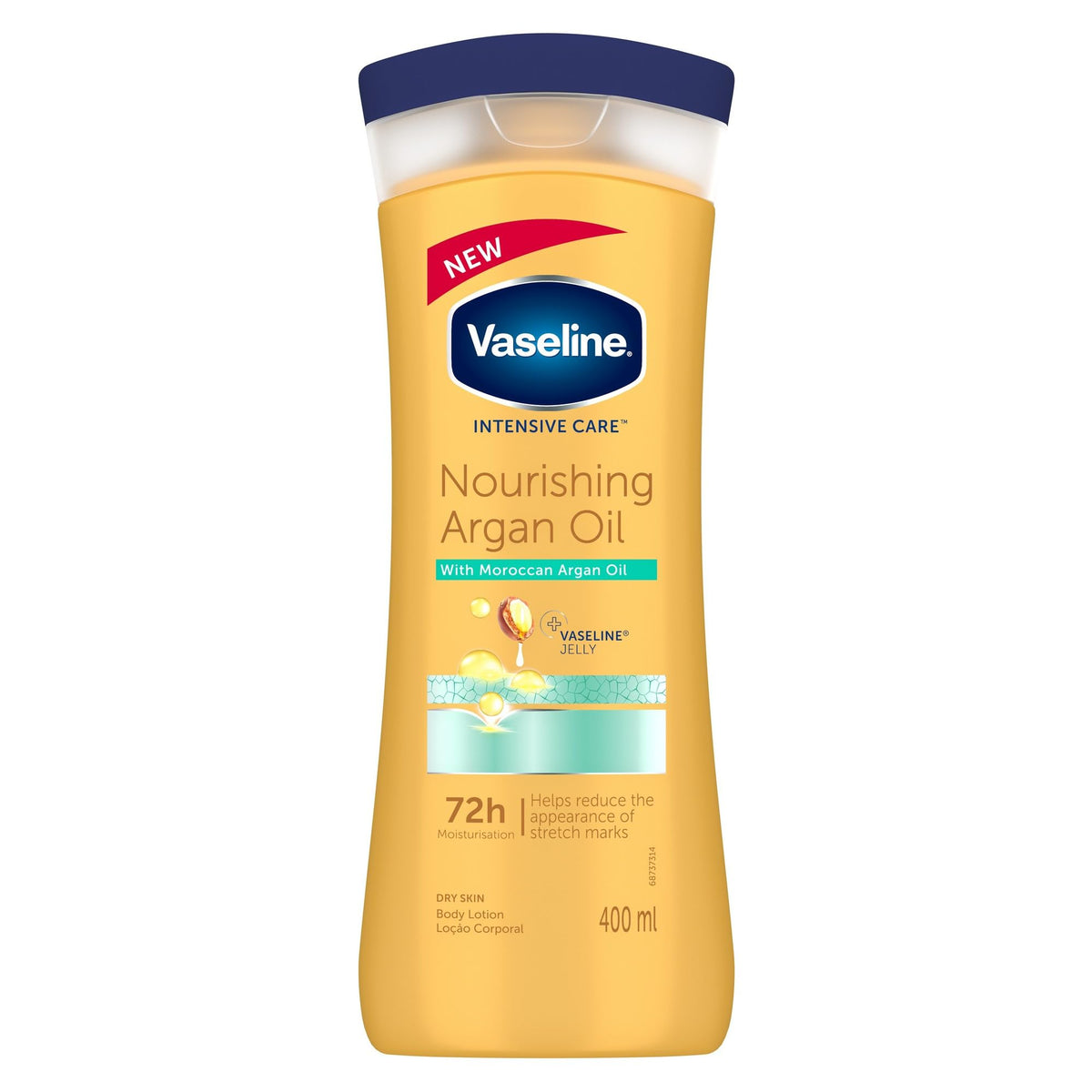 Vaseline Intensive Care Nourishing Argan Oil Lotion 400ml bottle for daily hydration.