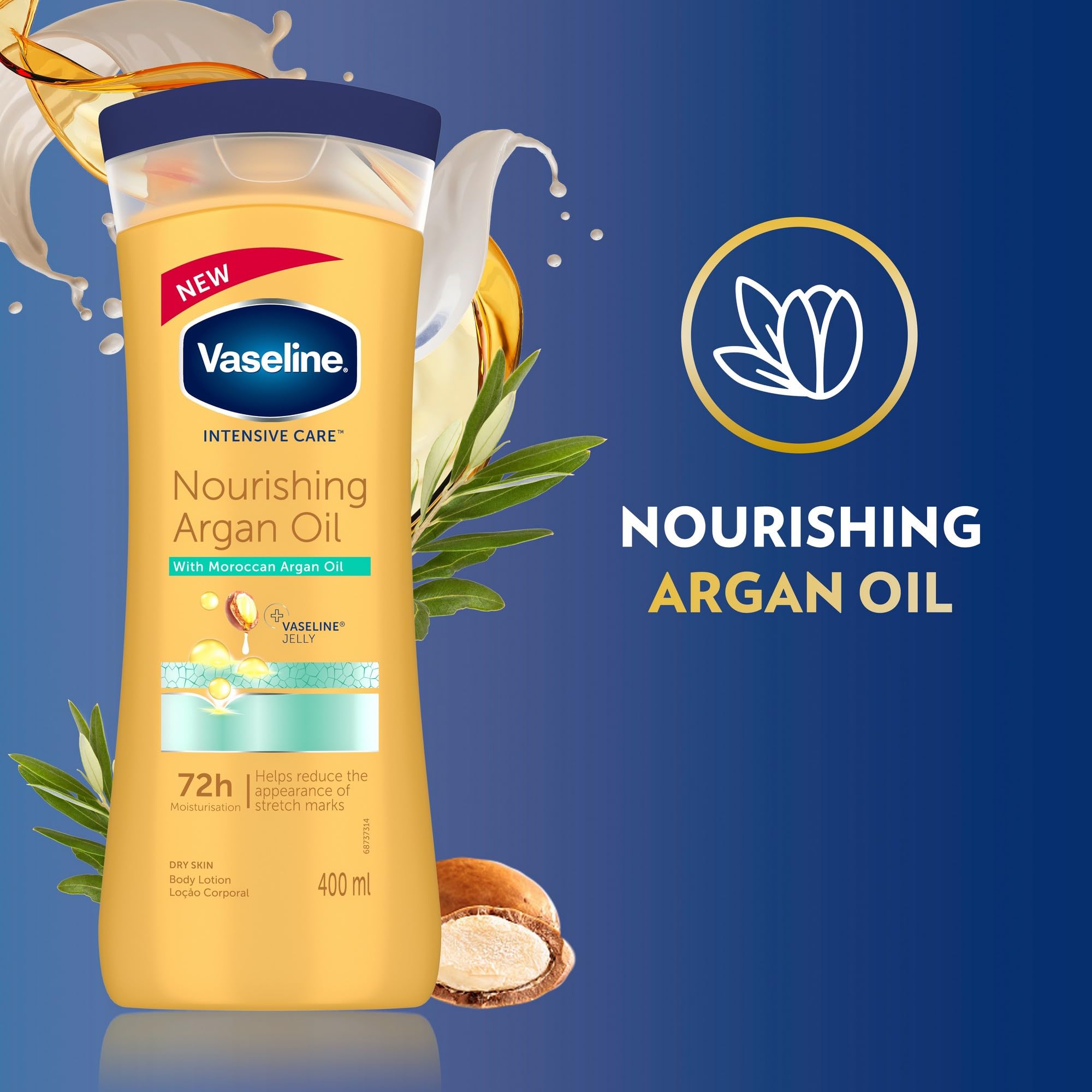 Vaseline Intensive Care Nourishing Argan Oil Lotion absorption swatches showing skin feel.