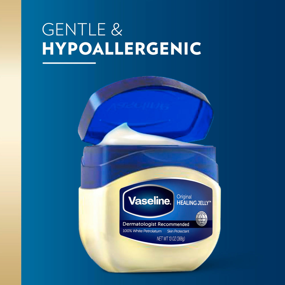 Close-up of Vaseline label highlighting triple-purified and fragrance-free benefits