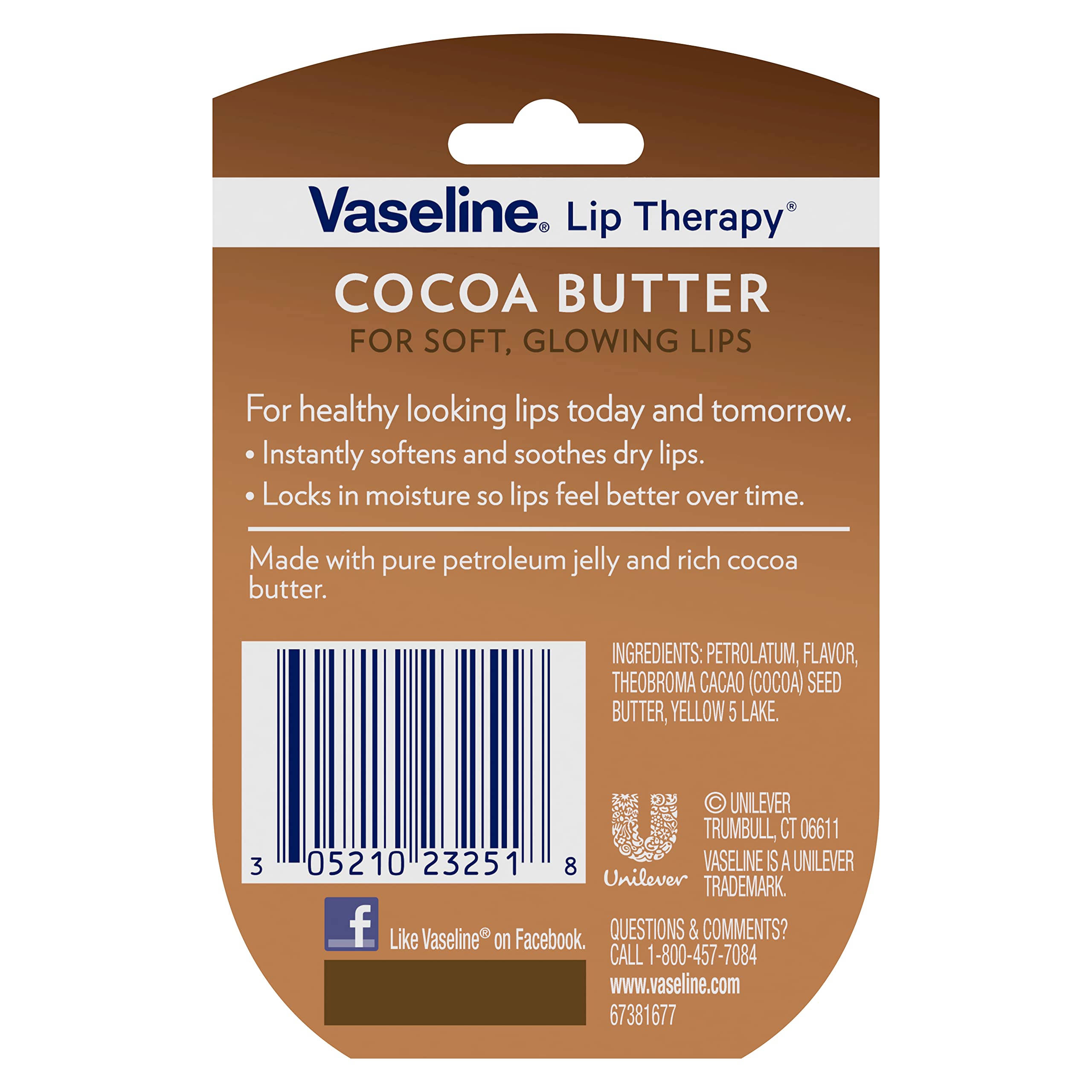 Vaseline Lip Therapy Cocoa Butter mini jar close-up reveals smooth surface and moisture.