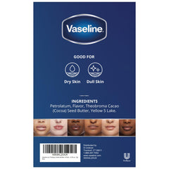 Vaseline Lip Therapy Creme Brulee with cocoa butter delivering rich moisture.