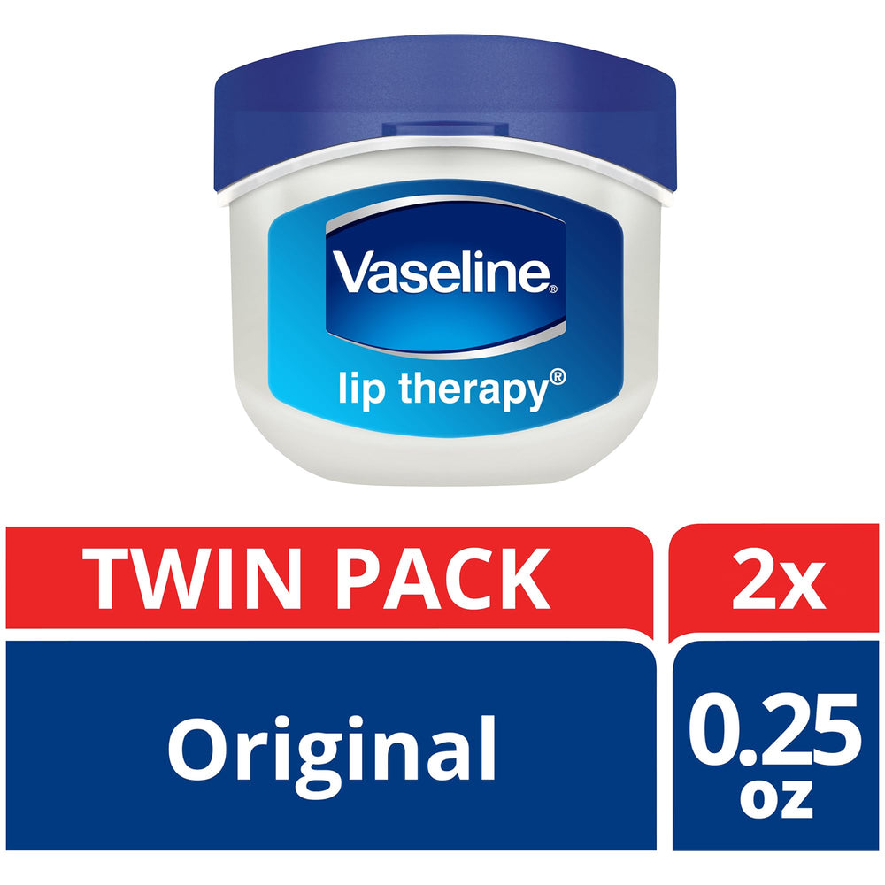 Vaseline Lip Therapy Original mini in-use hands applying balm for hydration.