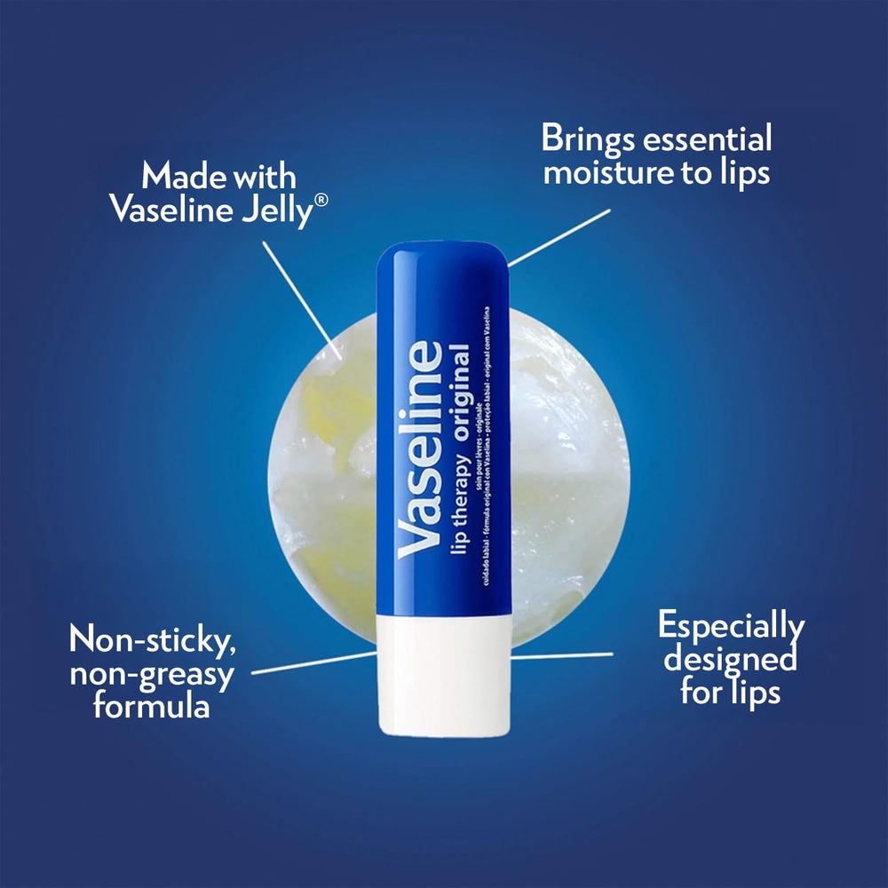 Vaseline Lip Therapy on lips in action highlights soothing, non-greasy moisture.