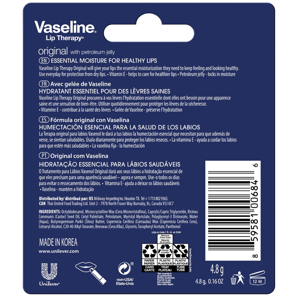 Vaseline Lip Therapy Original Pack multi-pack tubes ready for quick lip healing.