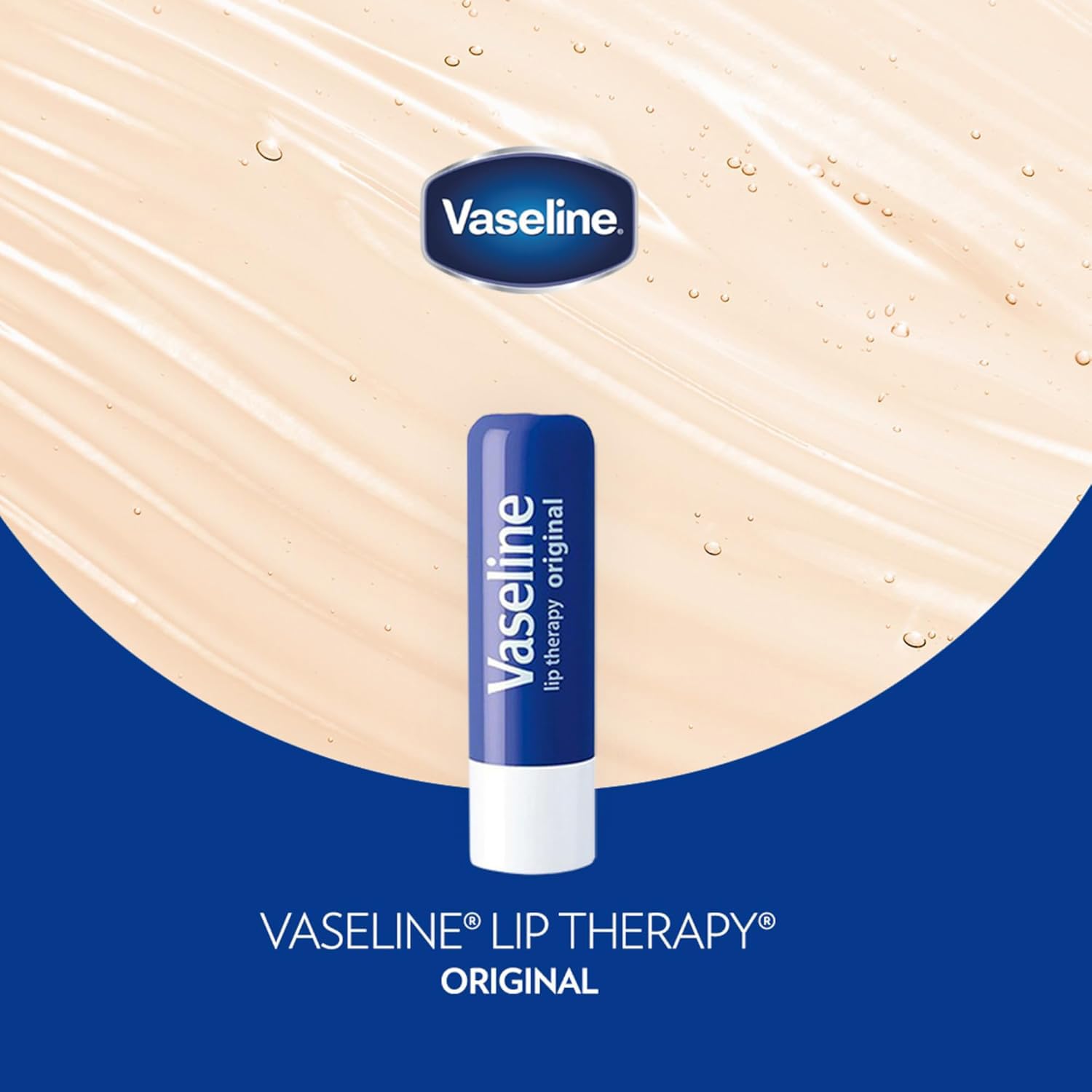 Vaseline Lip Therapy Original Pack twist-up balm demonstrates easy one-handed application.