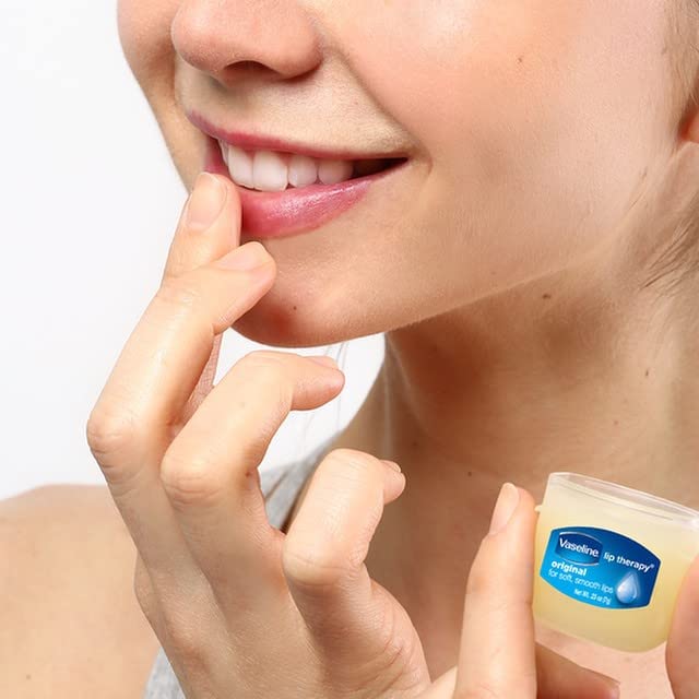 Vaseline Lip Therapy Original travel bag pack demonstrates convenient lip care on the go.