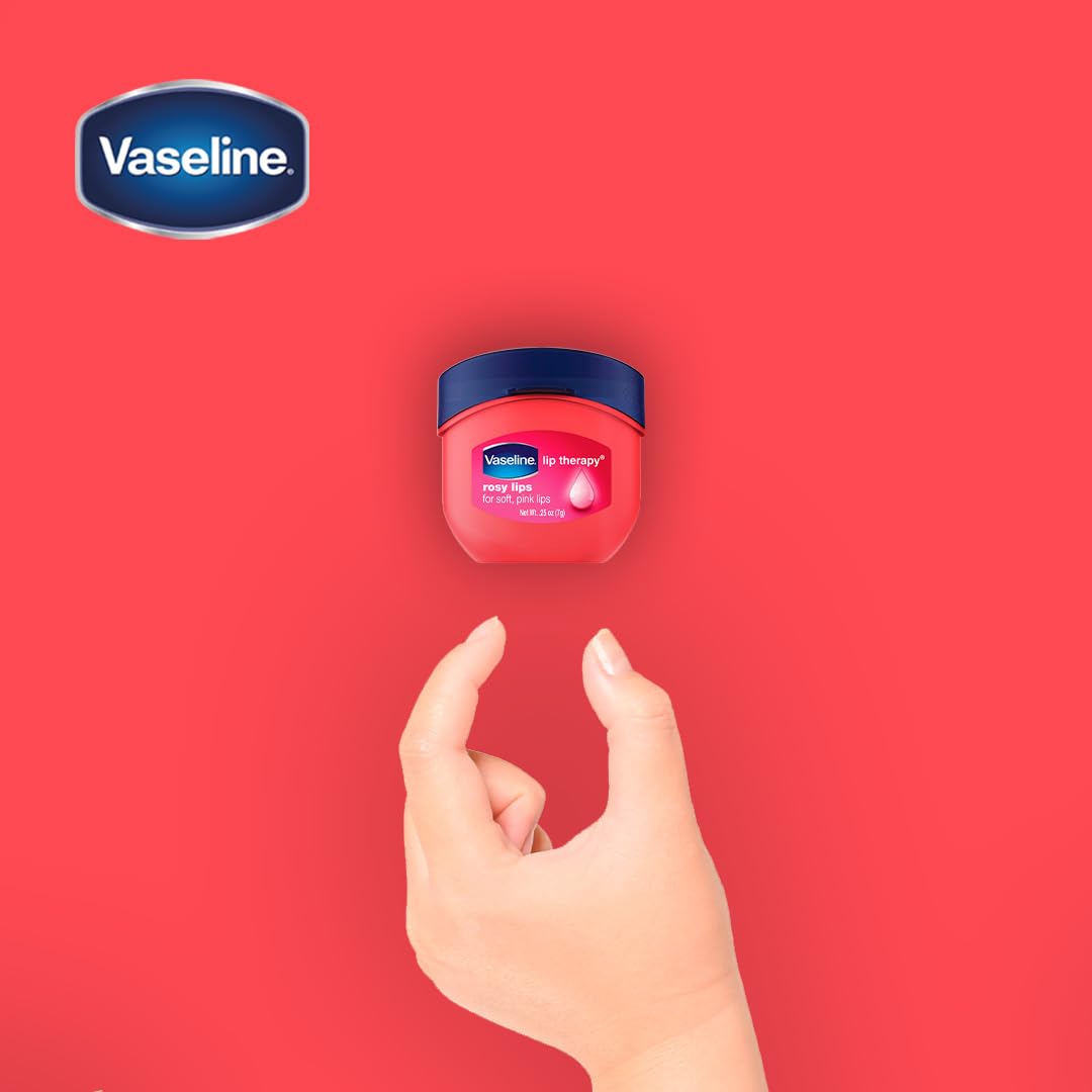 Vaseline Lip Therapy Rosy Lips Mini application shows smooth lip coverage