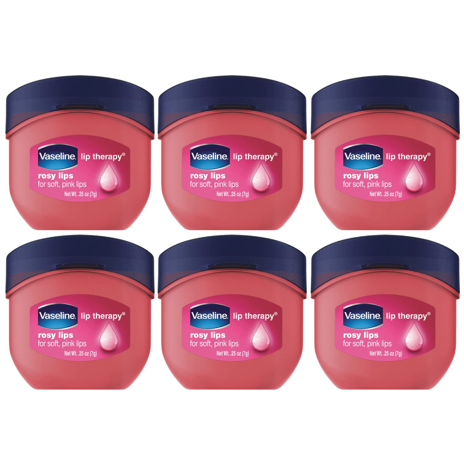Vaseline Lip Therapy Rosy Lips mini jar close-up delivering hydration