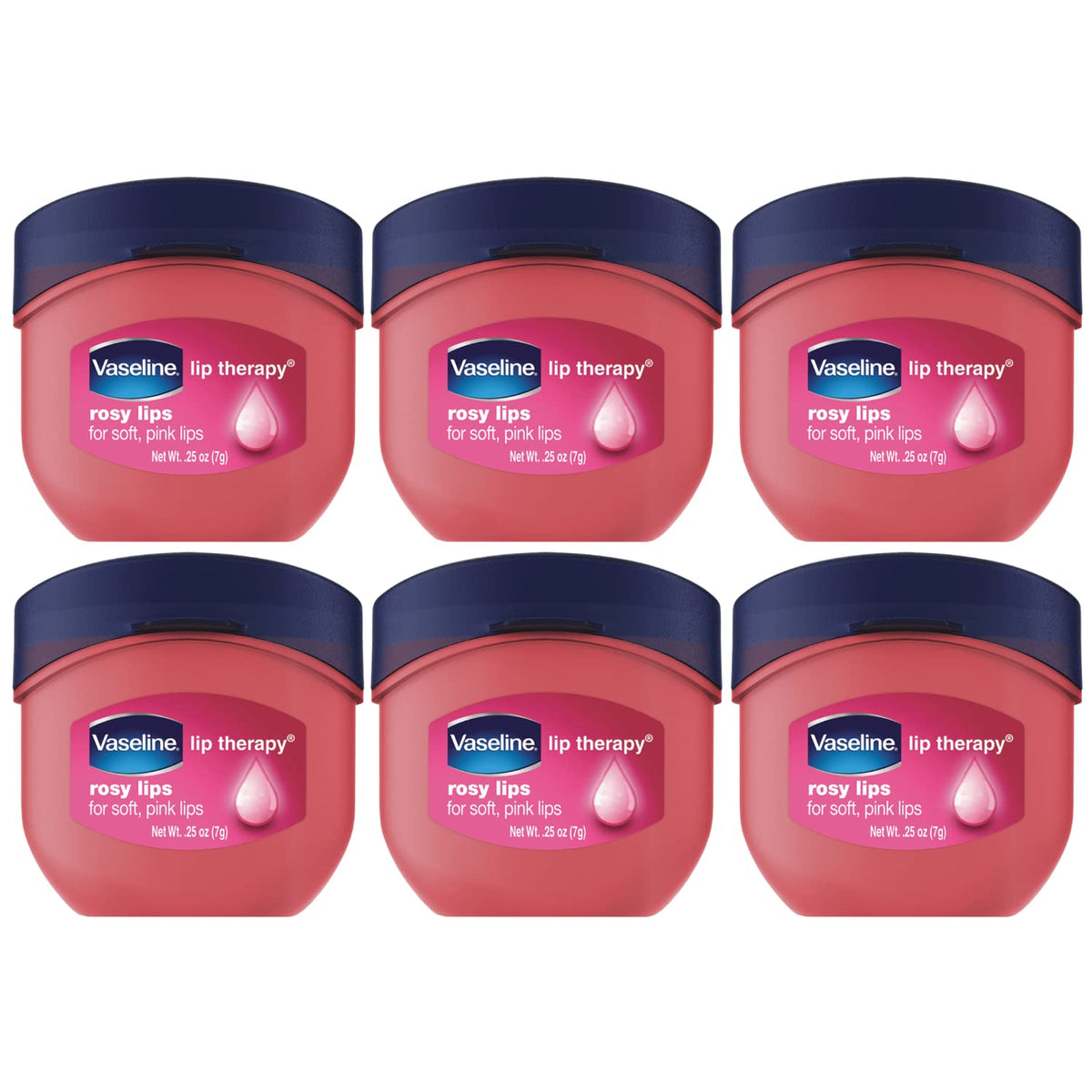 Vaseline Lip Therapy Rosy Lips mini jar close-up delivering hydration