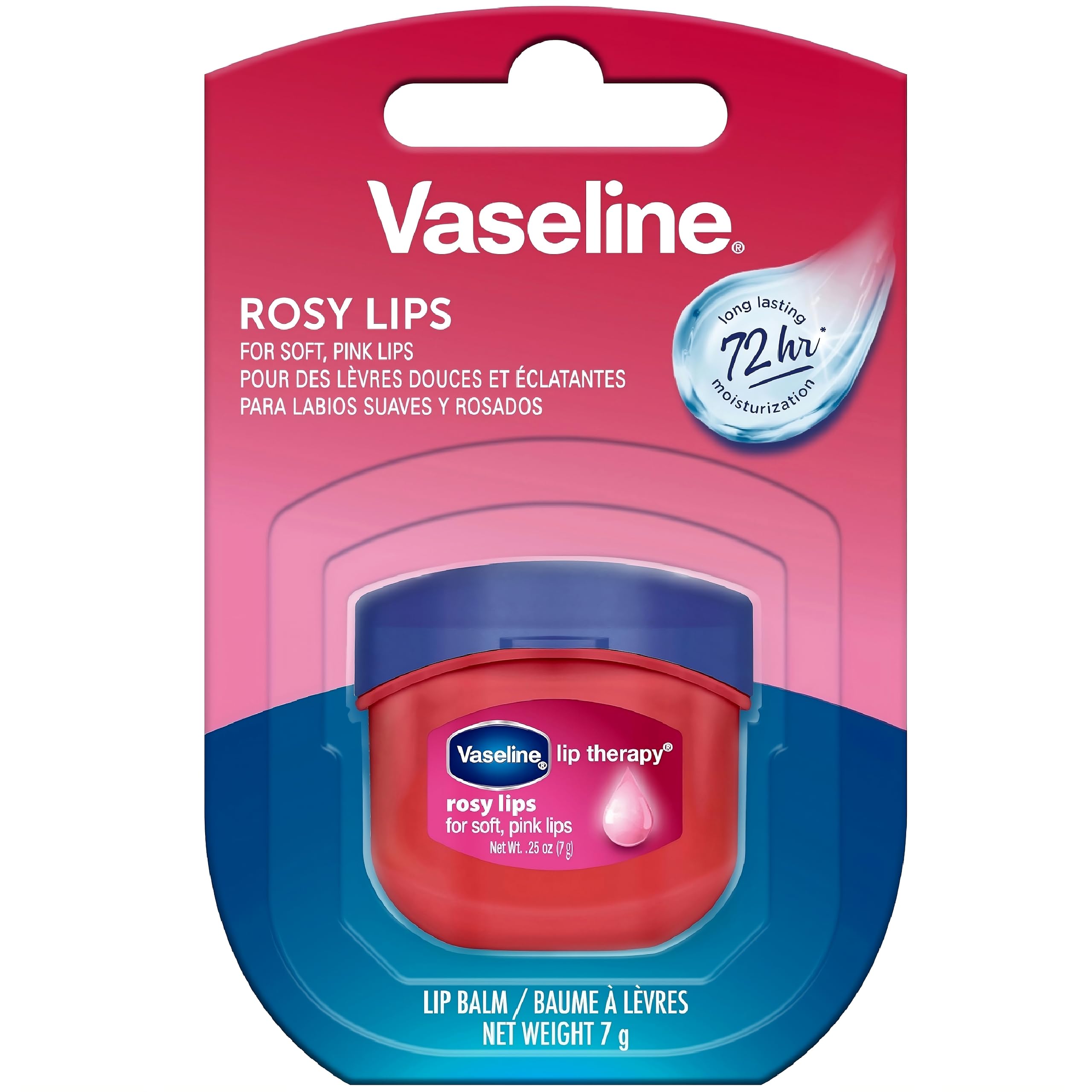 Vaseline Lip Therapy Rosy Lips Mini Pack packaging showing portable jars for travel hydration