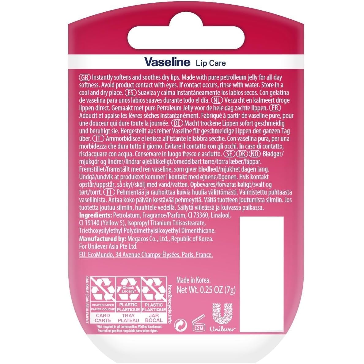 Vaseline Lip Therapy Rosy Lips Mini Rose fragrance emphasizes gentle scent on lips