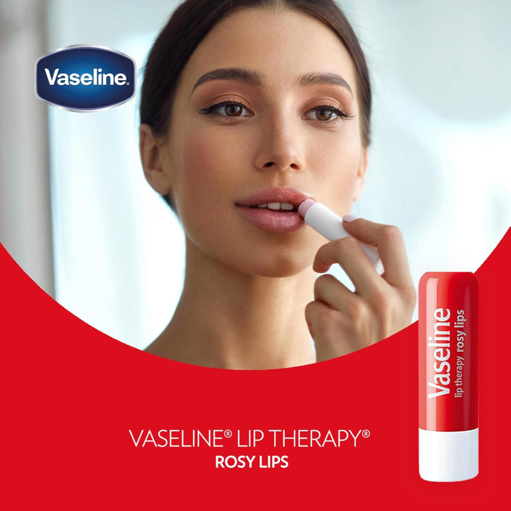 Vaseline Lip Therapy Rosy Lips multipack open-close demonstration.