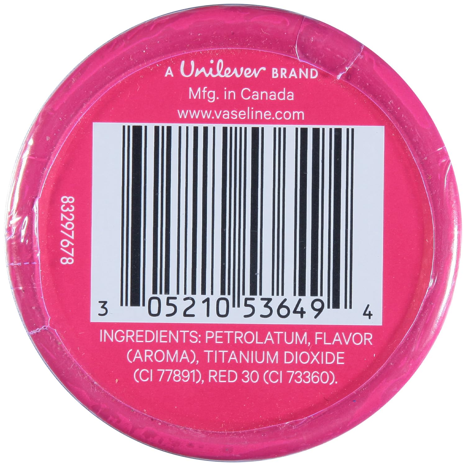Vaseline Lip Therapy Rosy Lips Tin rose tint swatch highlights subtle color.