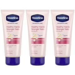 Vaseline Lotion Healthy Hands Keratin pack bottle close-up showing nourished nails and moisturized skin