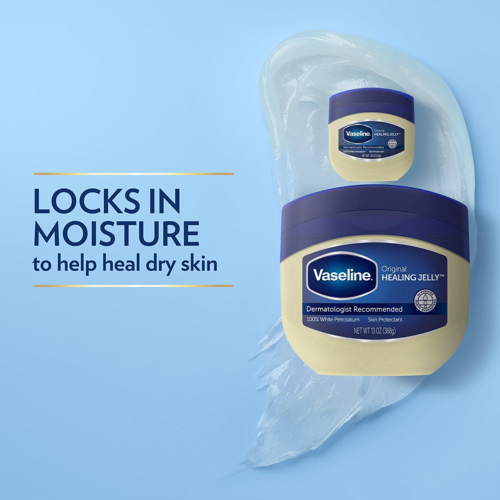 Vaseline Petroleum Jelly on elbow skin showing deep moisture and protection for dry areas.