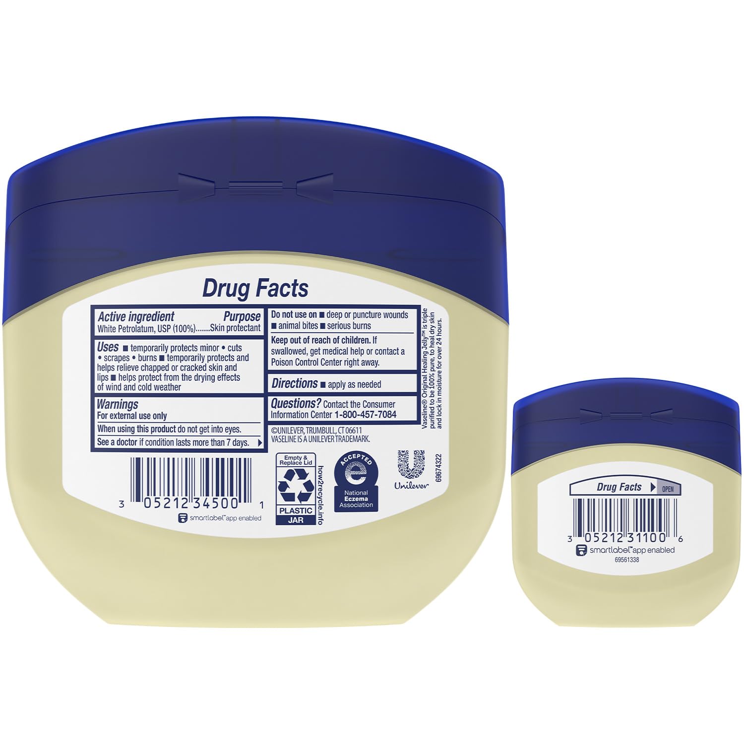 Vaseline Petroleum Jelly mini 1.75-ounce jar suitable for on-the-go skincare.