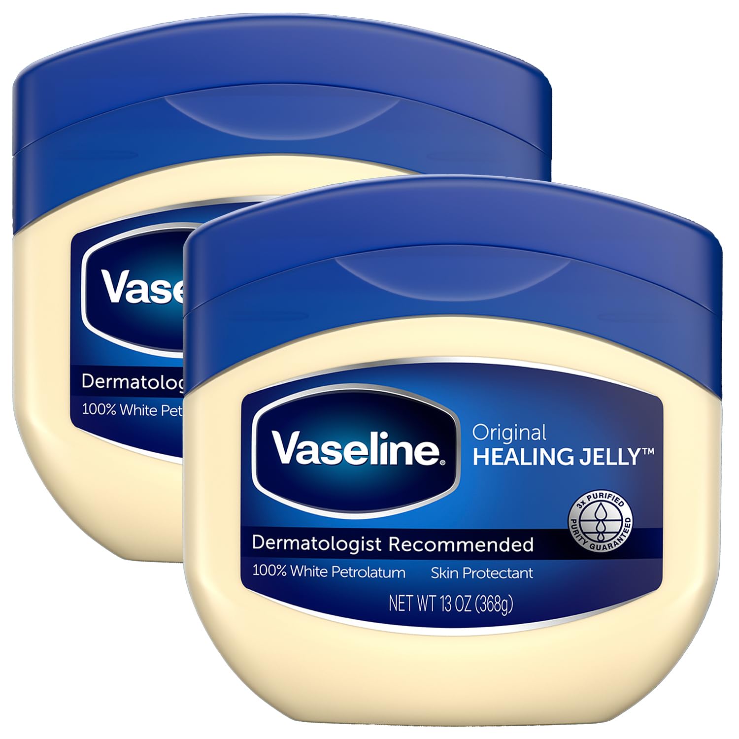 Vaseline Petroleum Jelly value-size 2-pack front view for everyday moisture protection