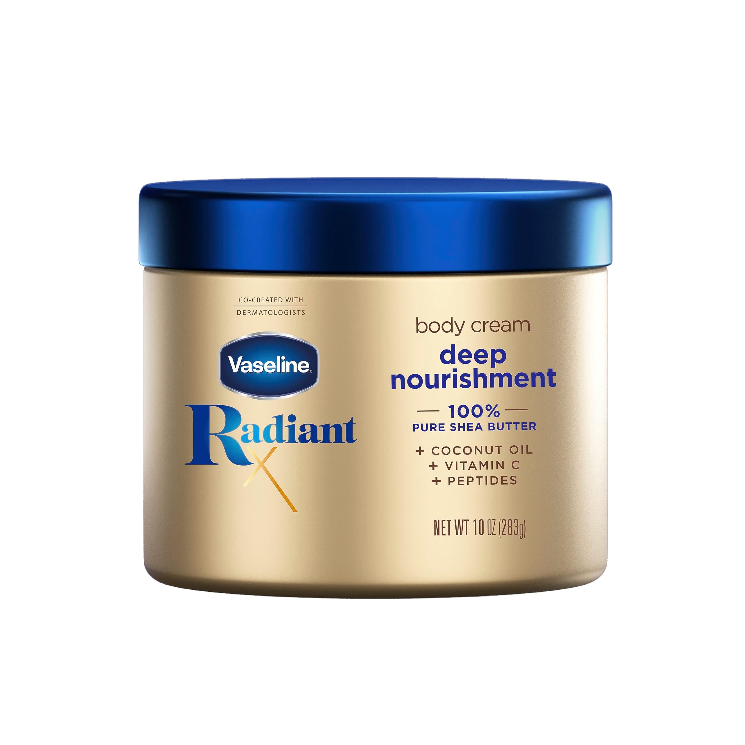 Vaseline Radiant X Deep Nourishment Body Cream packshot highlights rich shea butter moisture