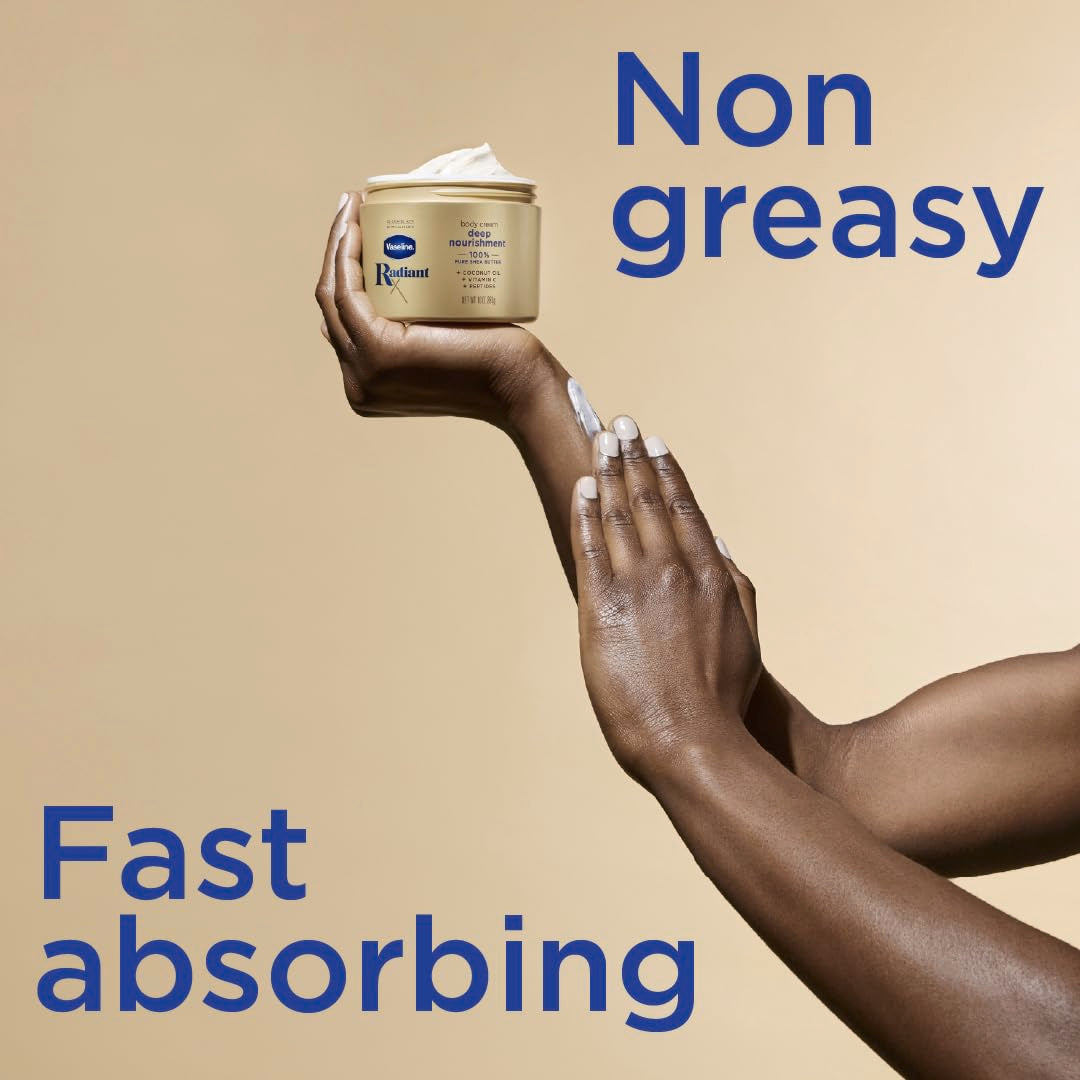 Vaseline Radiant X pump application demonstrates quick daily massage for soft, supple skin