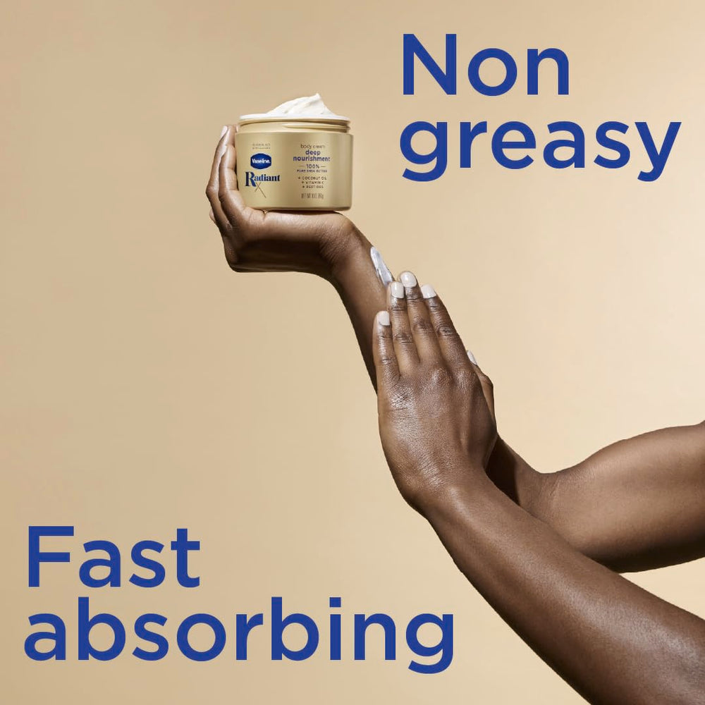Vaseline Radiant X pump application demonstrates quick daily massage for soft, supple skin