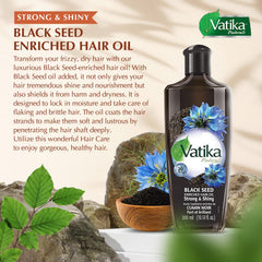 Vatika Naturals Dabur Enriched Black Seed Hair Oil massaged into the scalp to promote circulation.