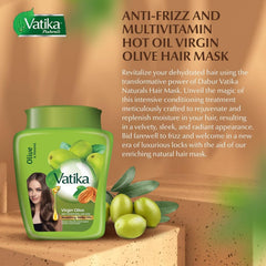 Vatika Naturals Dabur Olive Hair Mask being applied for smooth, manageable hair
