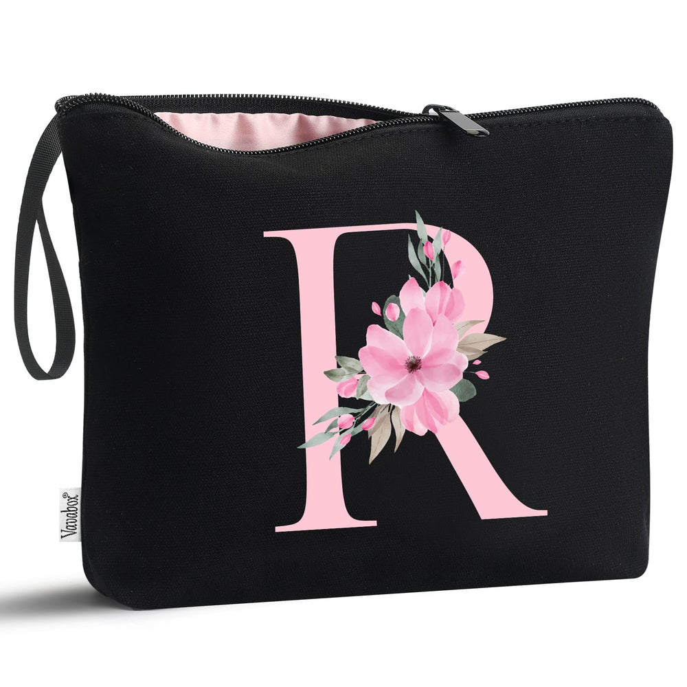 Vavabox A-Z personalized makeup bag front view, travel-ready cosmetics organizer.