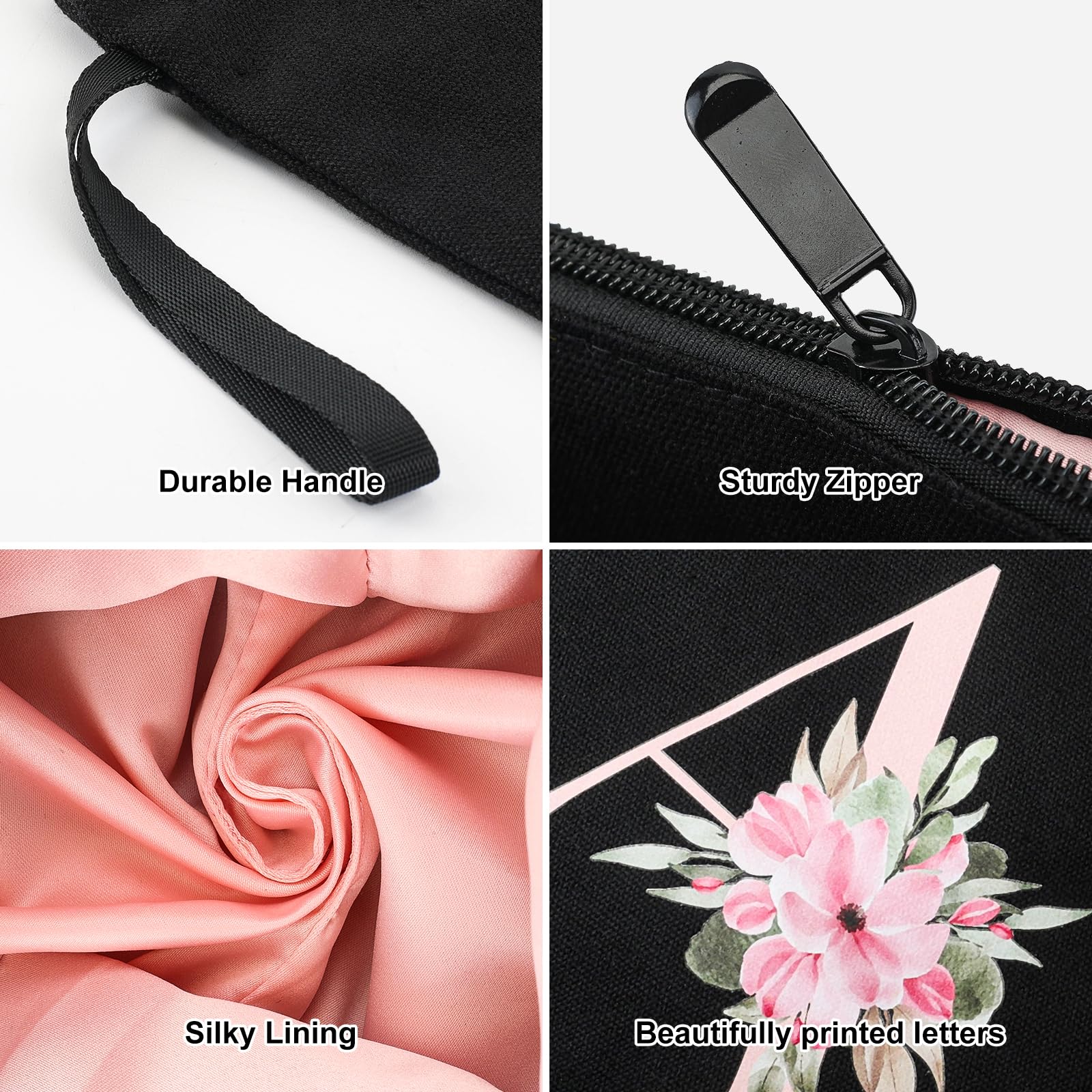 Vavabox A-Z personalized makeup bag open with contents shows spacious interior for cosmetics and essentials.