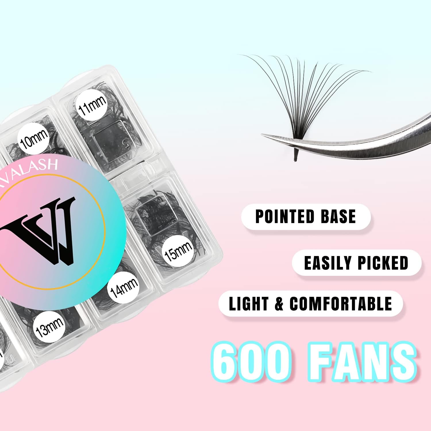 VAVALASH premade loose fans close-up, soft matte black PBT for natural-like lashes