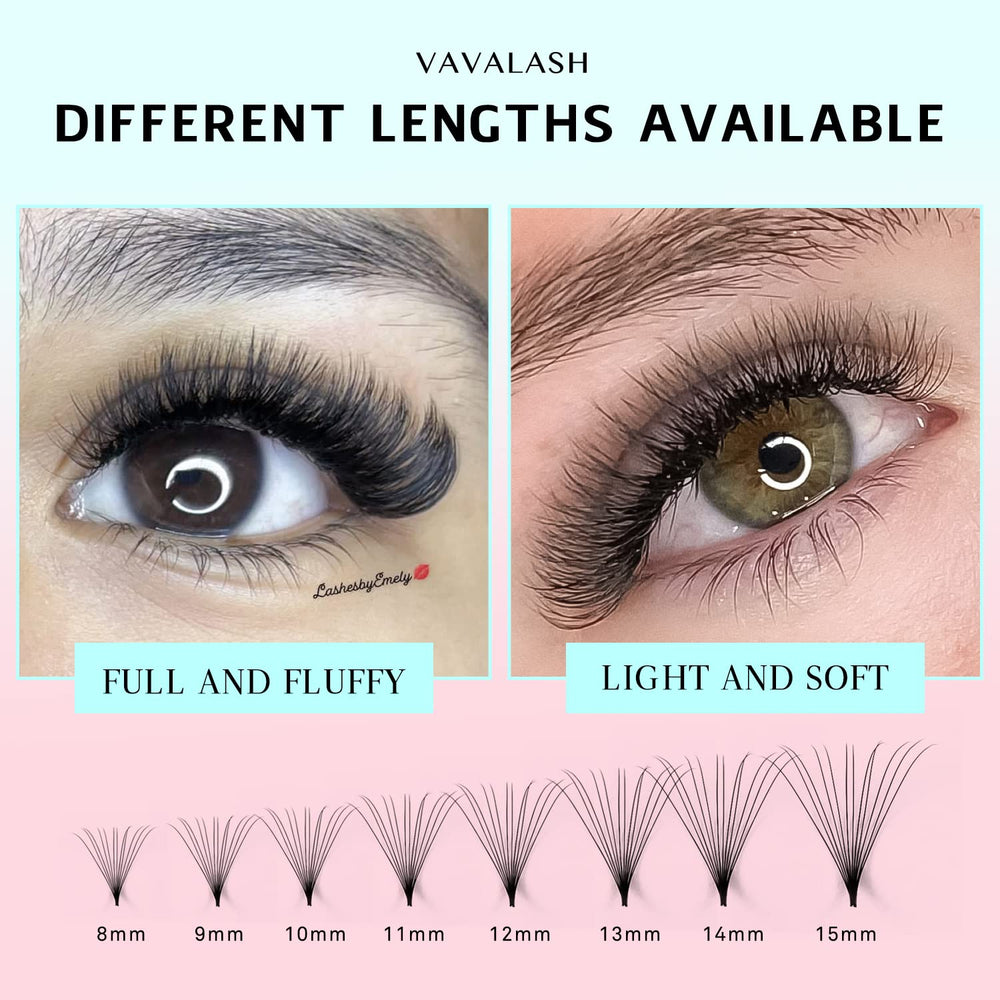 VAVALASH premade loose fans highlighting easy adhesion during lash service