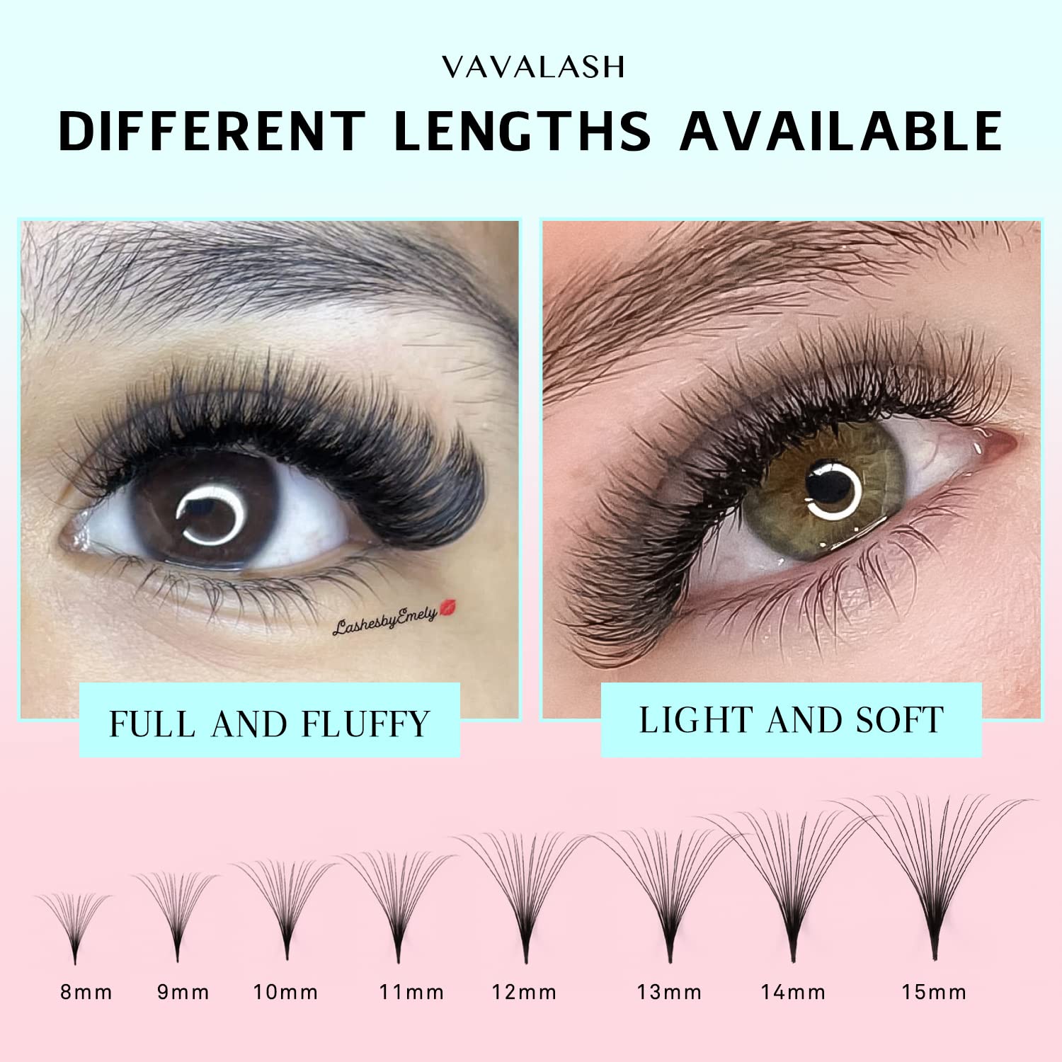 VAVALASH thin-base premade lashes during application, seamless blend
