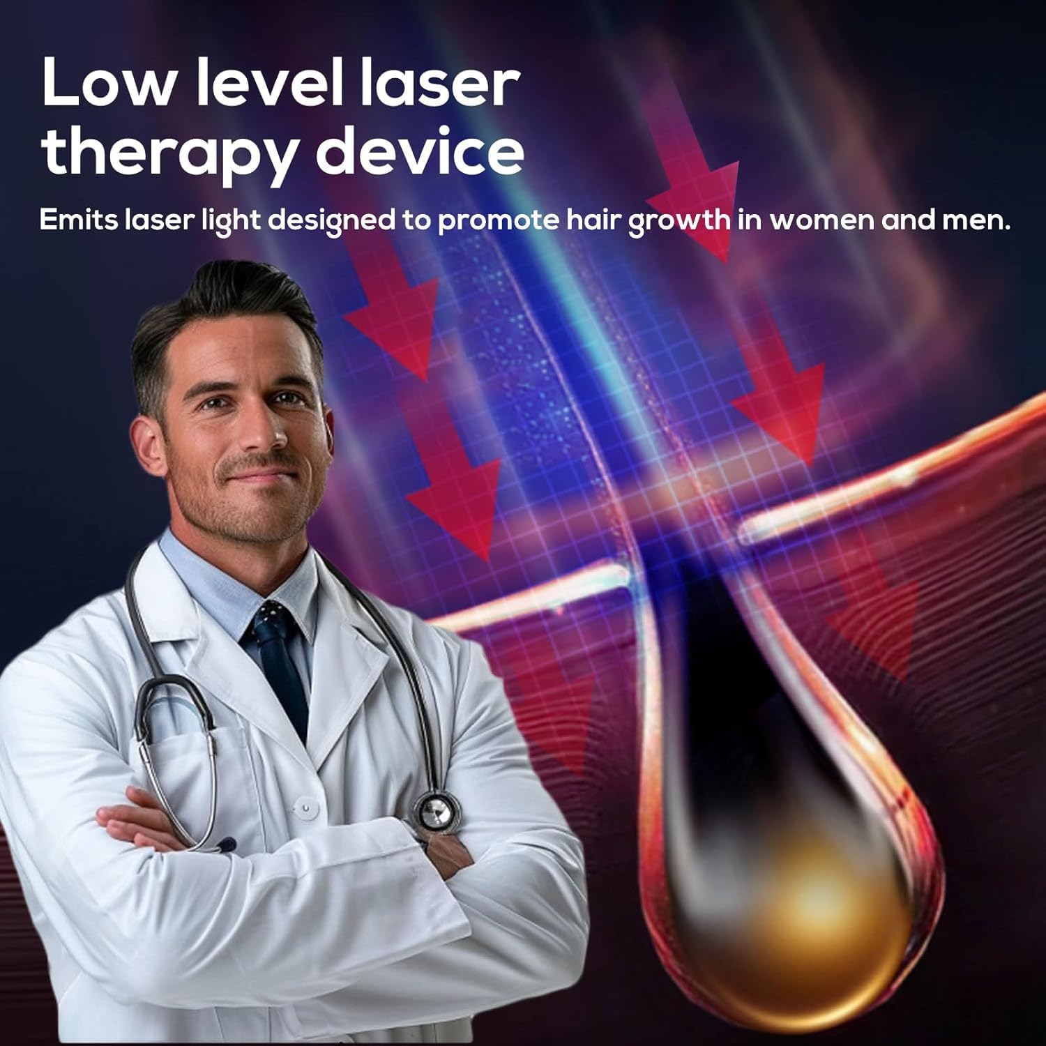 Vavis Lasercomb-001 wavelength 650nm close-up indicating red light therapy parameter