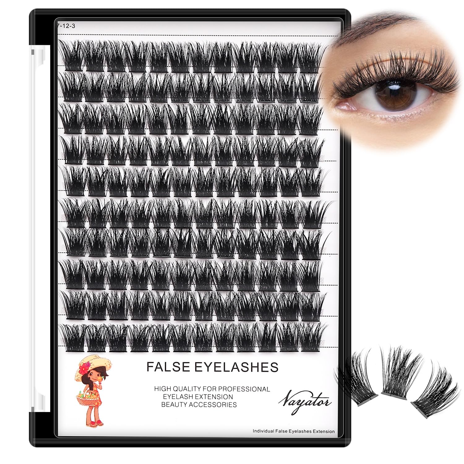 Vayator false eyelashes wide cluster DCurl 120pcs pack for dramatic eyes