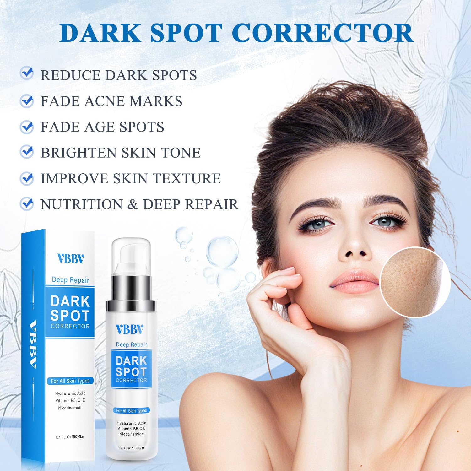 VBBV dark spot remover dispense demonstrates easy daily application