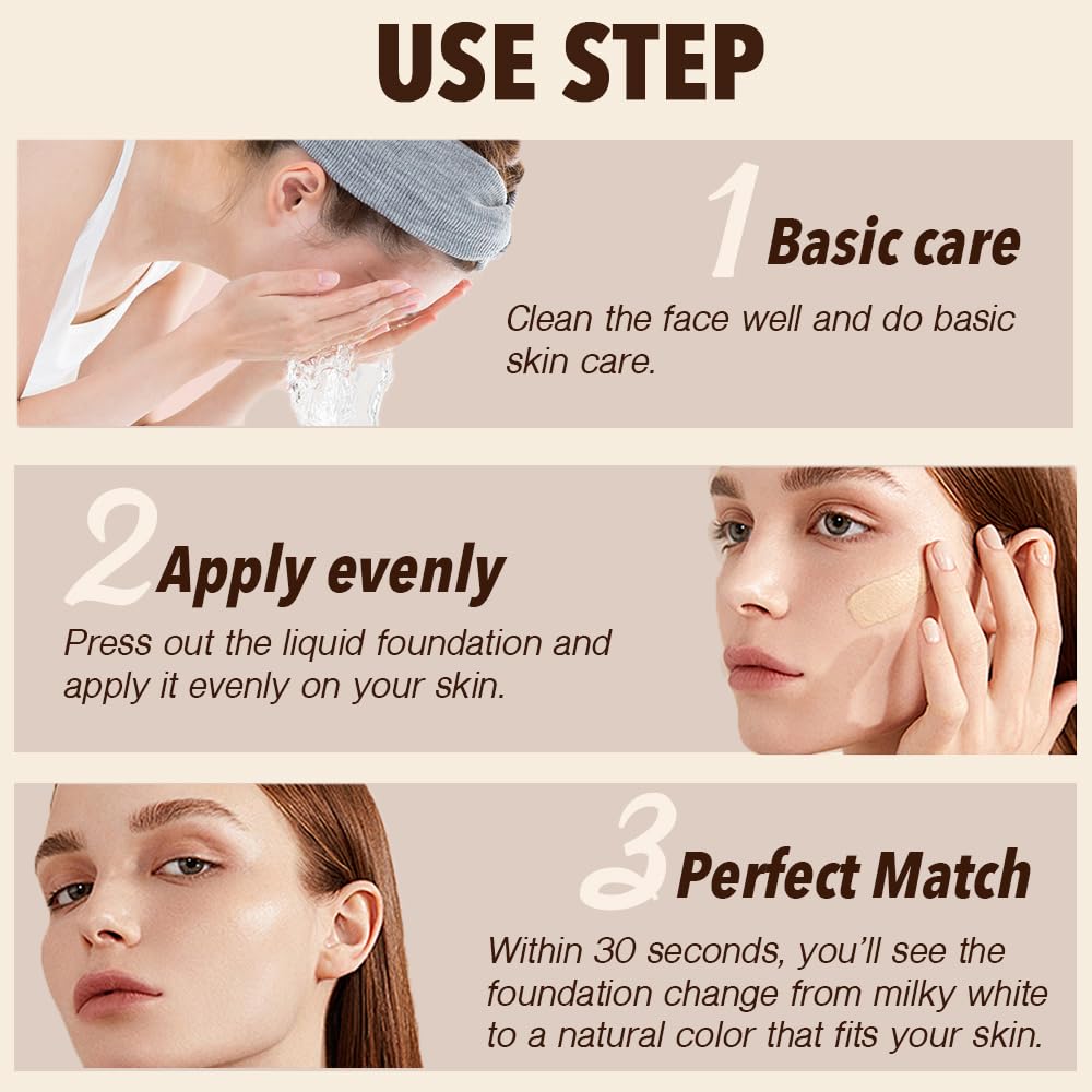 VBEYD Foundation 4-in-1 SPF50 graphic illustrates sun protection and complexion uniformity.