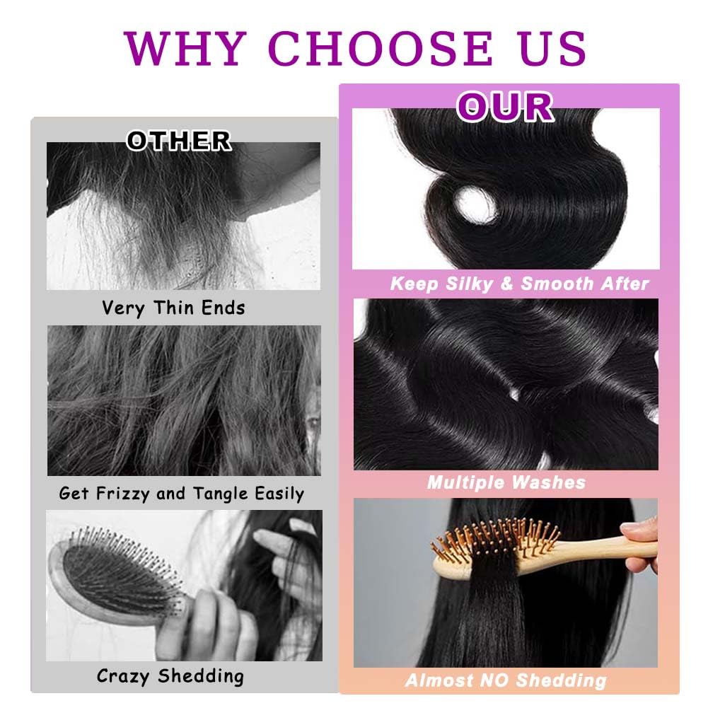 VBOKYD body wave bundles 18-inch closeup weft for versatile styling