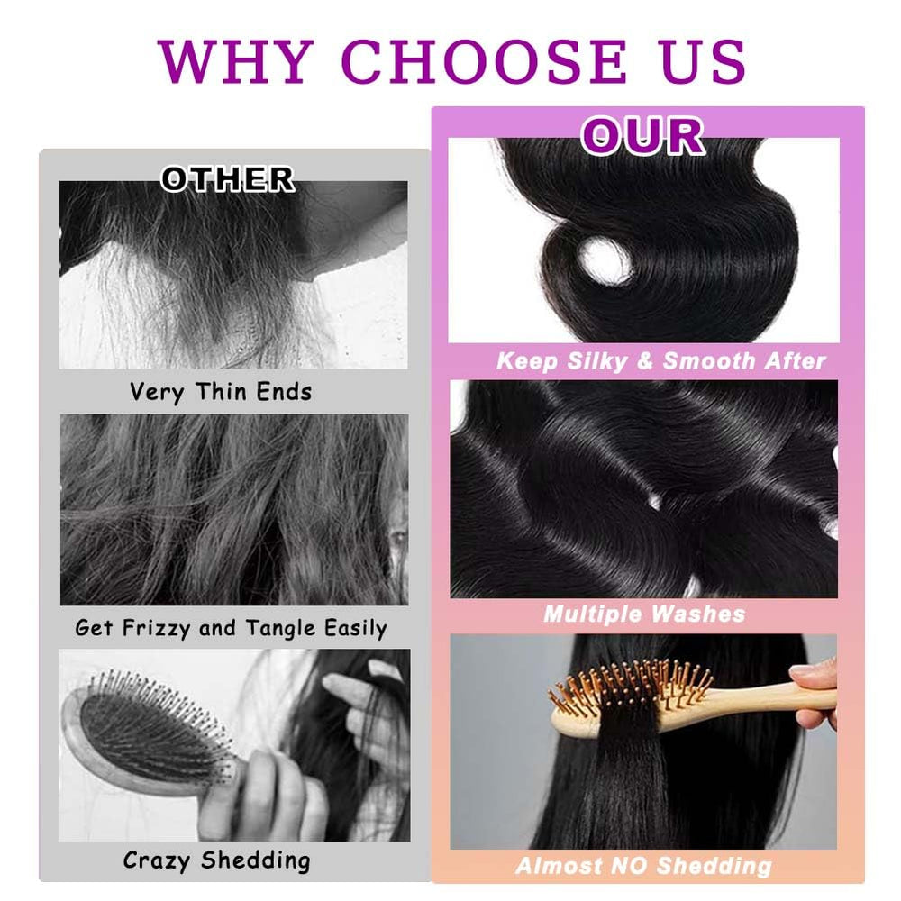 VBOKYD body wave bundles 18-inch closeup weft for versatile styling