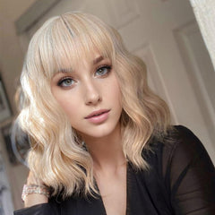 VCKOVCKO natural blonde wig shows curly wavy texture for soft movement