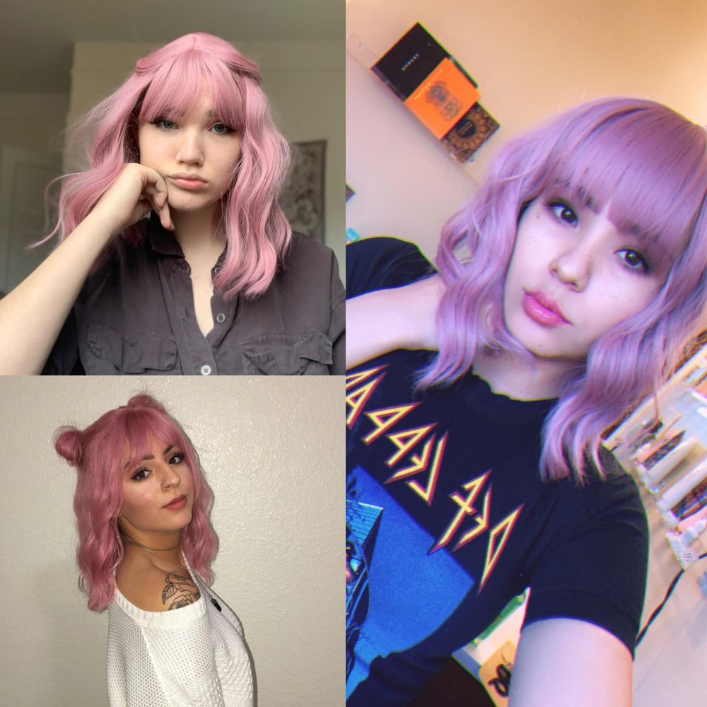 VCKOVCKO pastel wavy wig care tip demonstrates easy care routine to preserve shine.