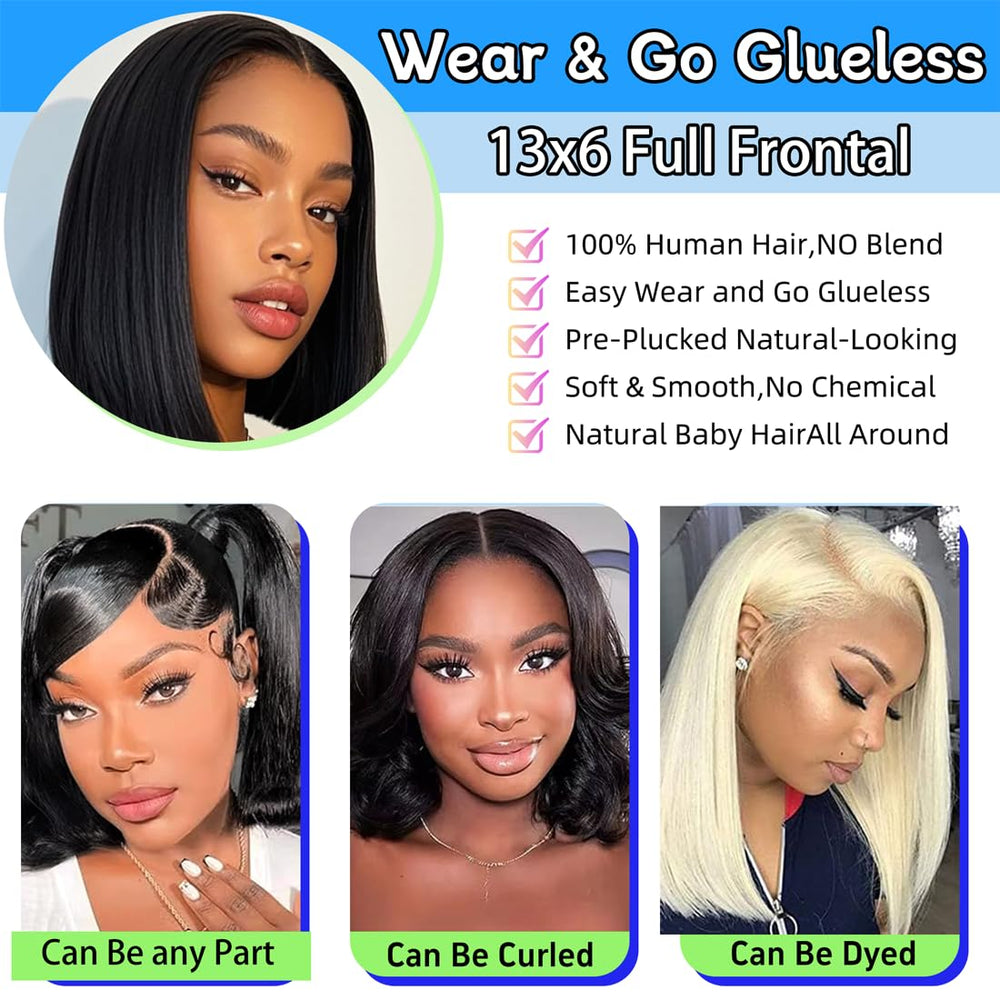 VCVVCV Bob Wig glueless cap with adjustable straps for secure, comfortable wear