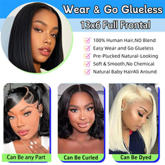 VCVVCV Bob Wig glueless cap with adjustable straps for secure, comfortable wear