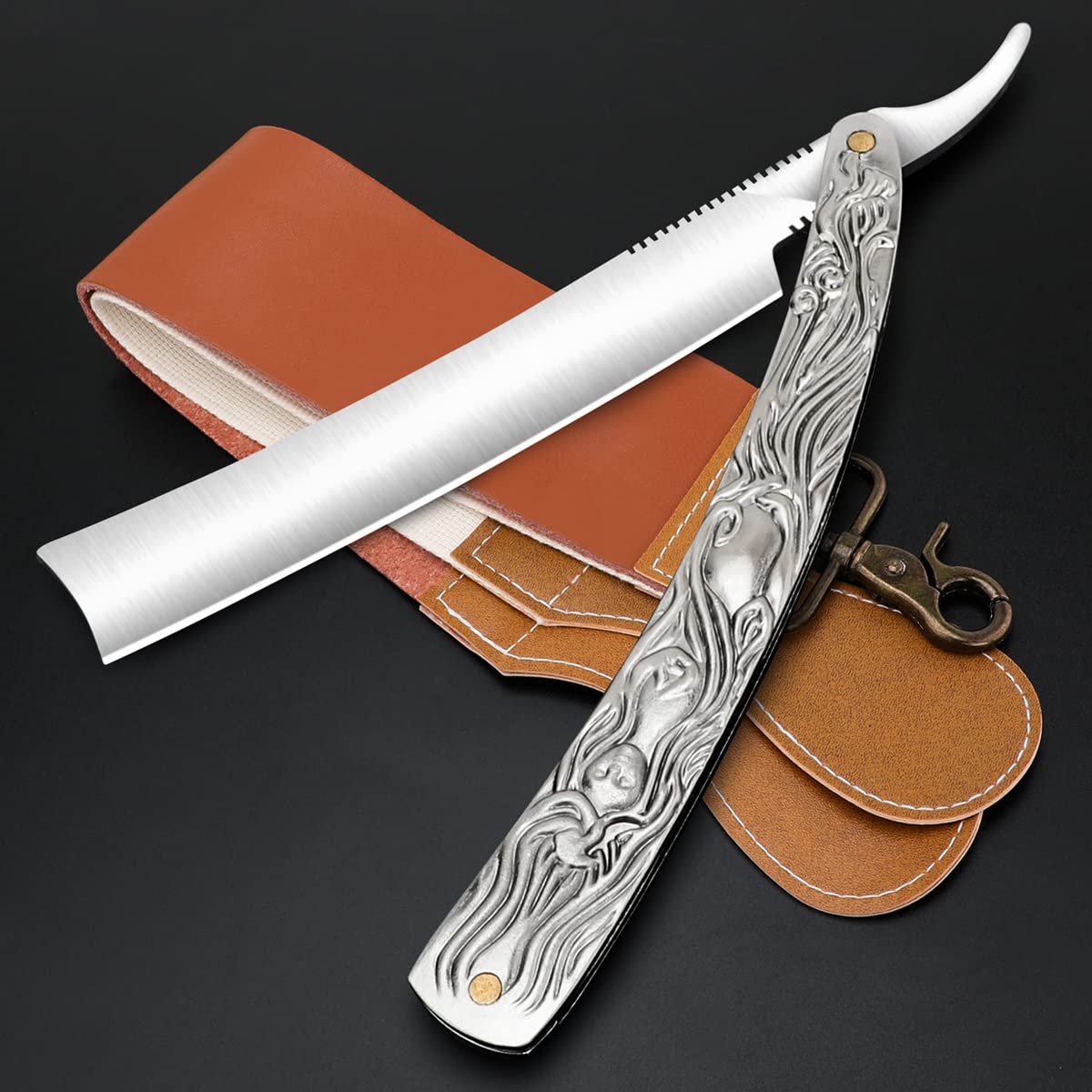 VCXOX professional straight razor with folded handle for compact storage and safe travel