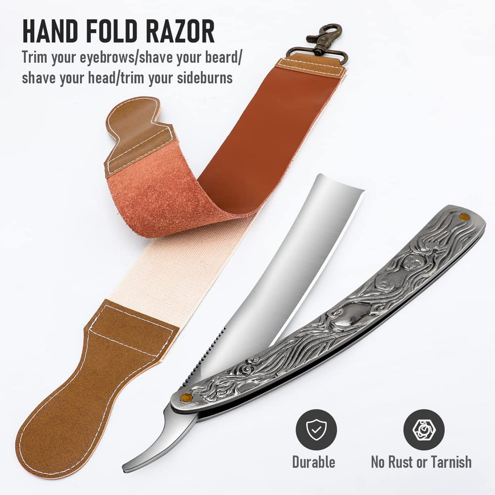 VCXOX professional straight razor open blade angle shows precision shaving