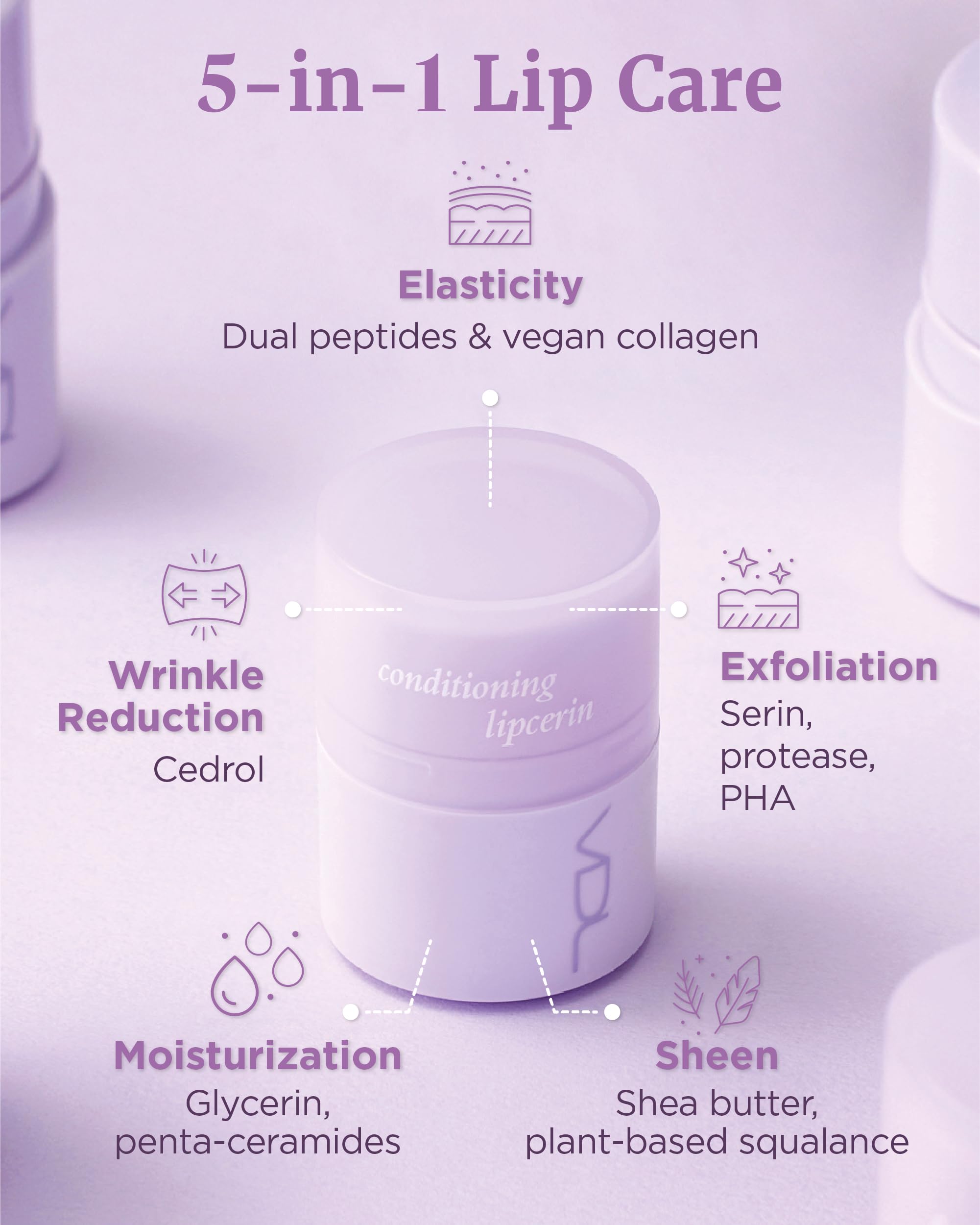 VDL Lipcerin sage ingredients swatch demonstrates hydration for dry lips.