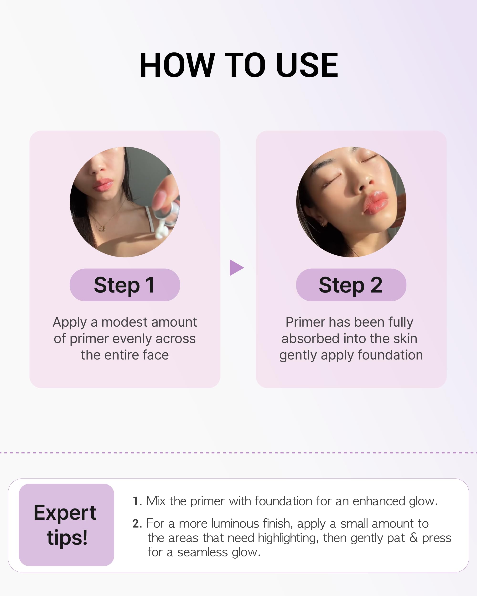 VDL Lumilayer Primer creates a sculpted, dimensional highlight on cheeks