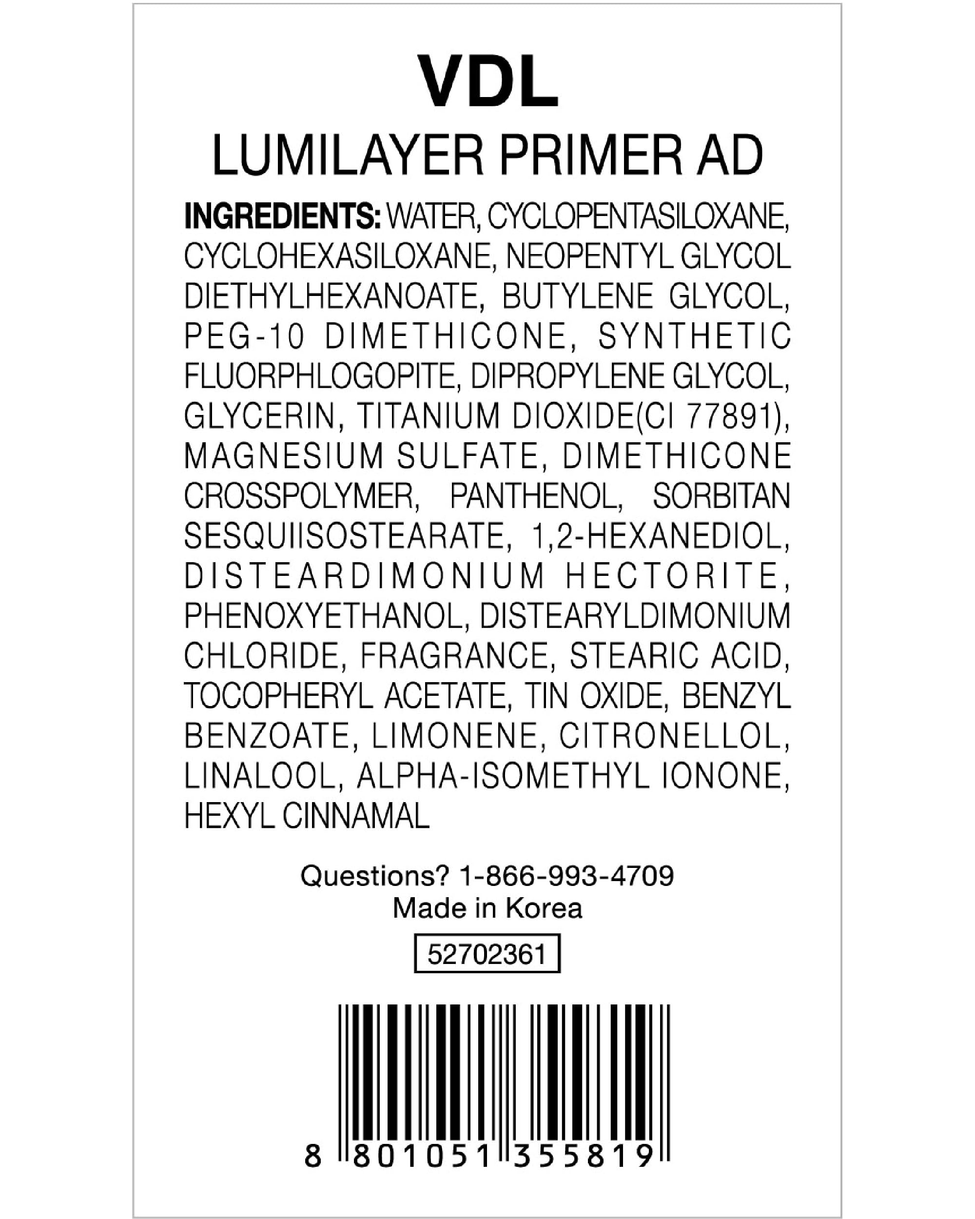 VDL Lumilayer packaging lifestyle shot highlights premium glowing makeup prep