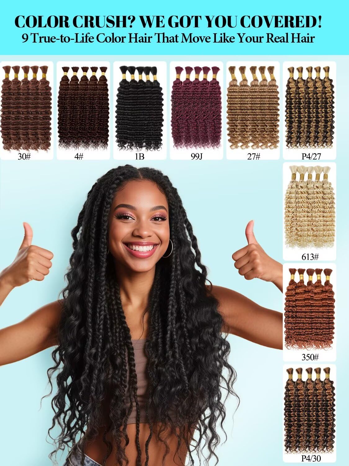 VDZ Brazilian virgin bulk hair extensions in natural color for seamless blends